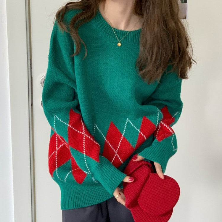 Western Fashion All Match Long Sleeved Round Neck Sweater Spring New Women&