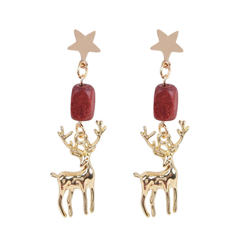 Elk Earrings Christmas Women&