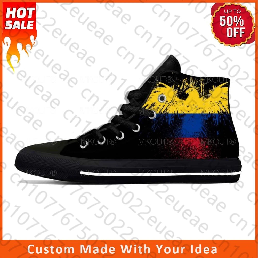 Colombia Colombian Flag Pride Patriotic Fashion Casual Cloth Shoes High Top Lightweight Breathable 3D Print Men Women Sneakers