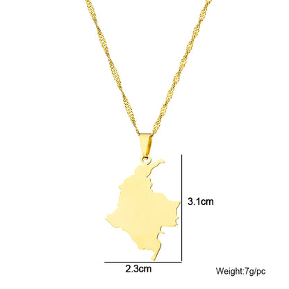 Fashion República de Colombia Map City Pendant Necklace Stainless Steel Men Women Maps Jewelry GIft
