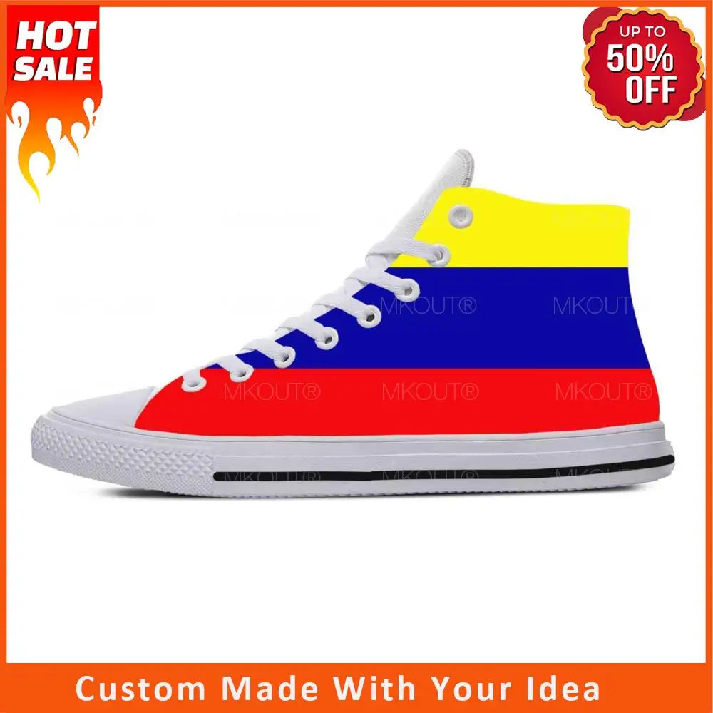 Colombia Colombian Flag Patriotic Pride Fashion Casual Cloth Shoes High Top Comfortable Breathable 3D Print Men Women Sneakers